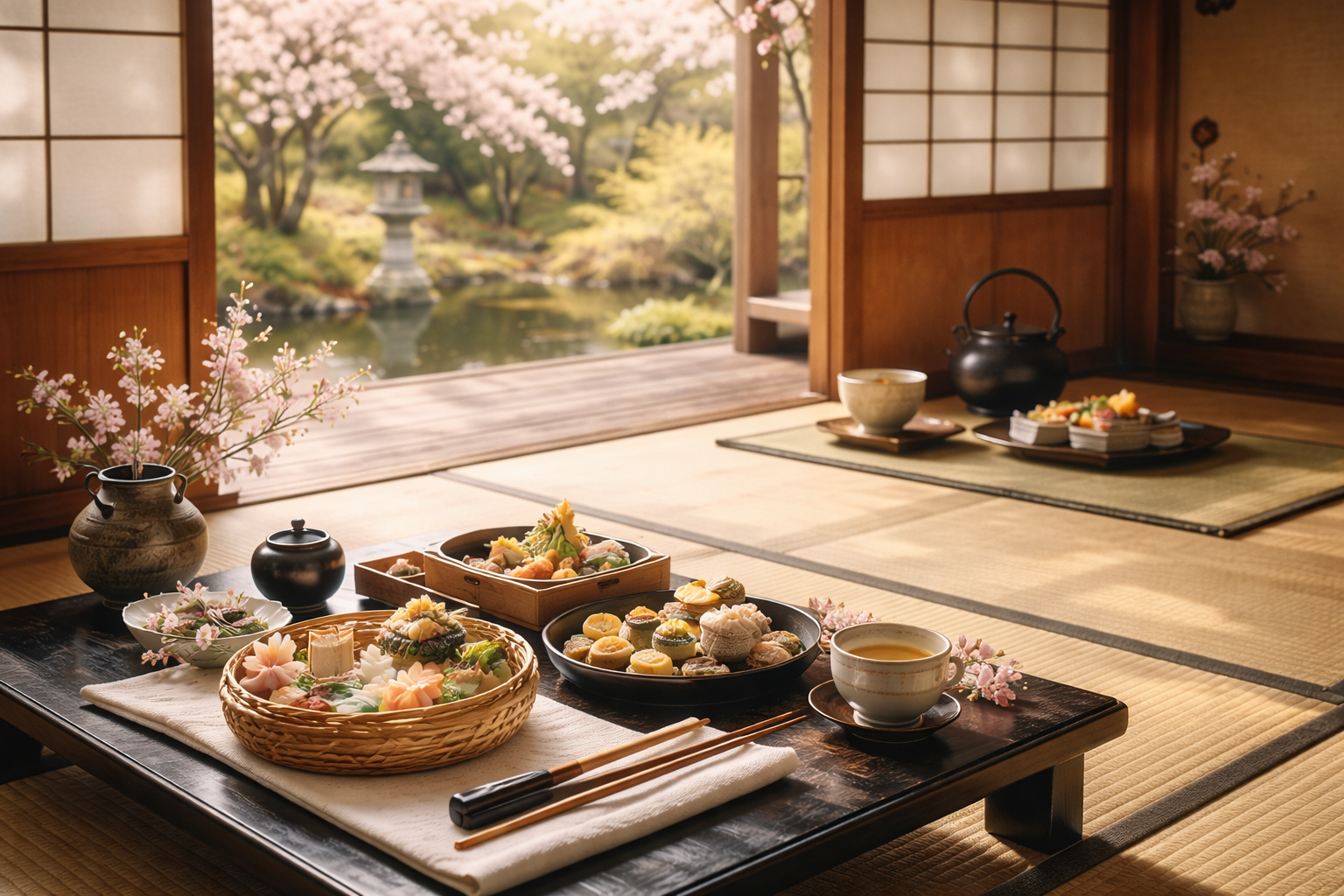 伝統的な日本の懐石料理の盛り付け